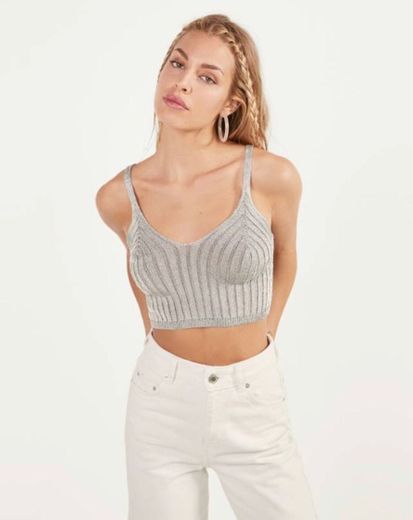 Metallic knit top