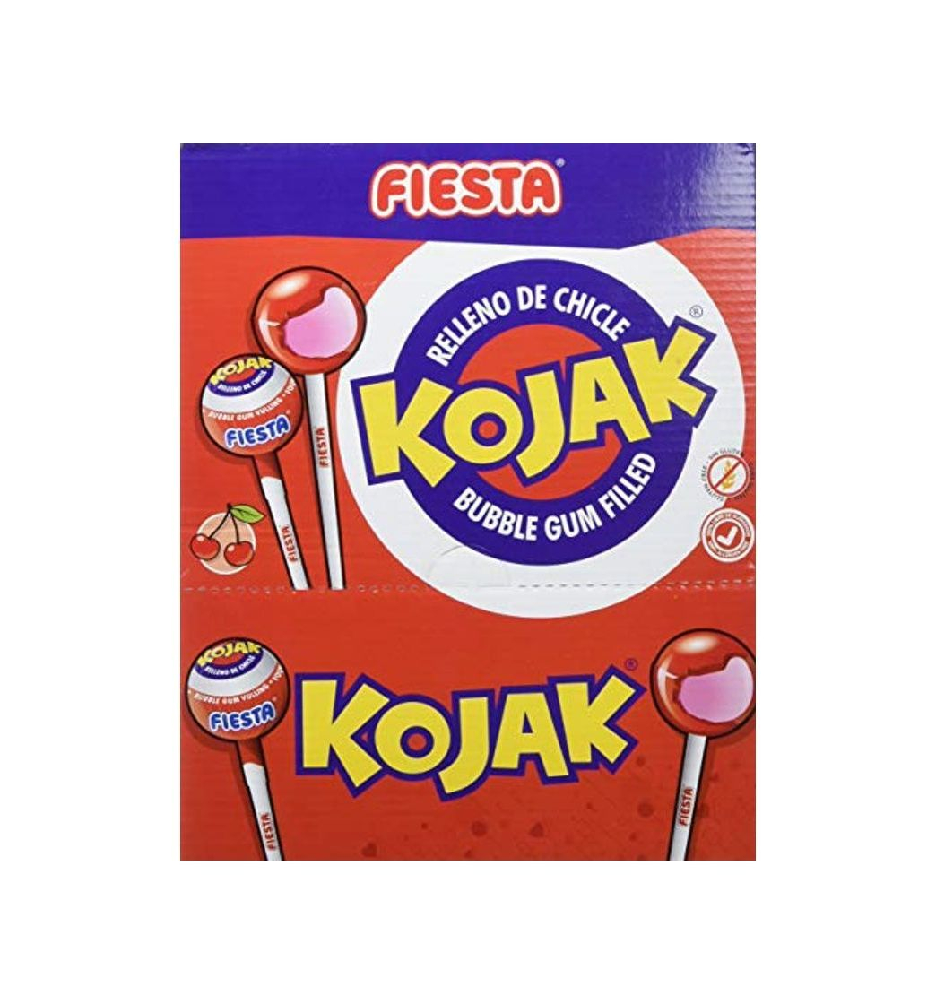 Product Fiesta Kojak Caramelo con Palo Relleno de Chicle Sabor Cereza