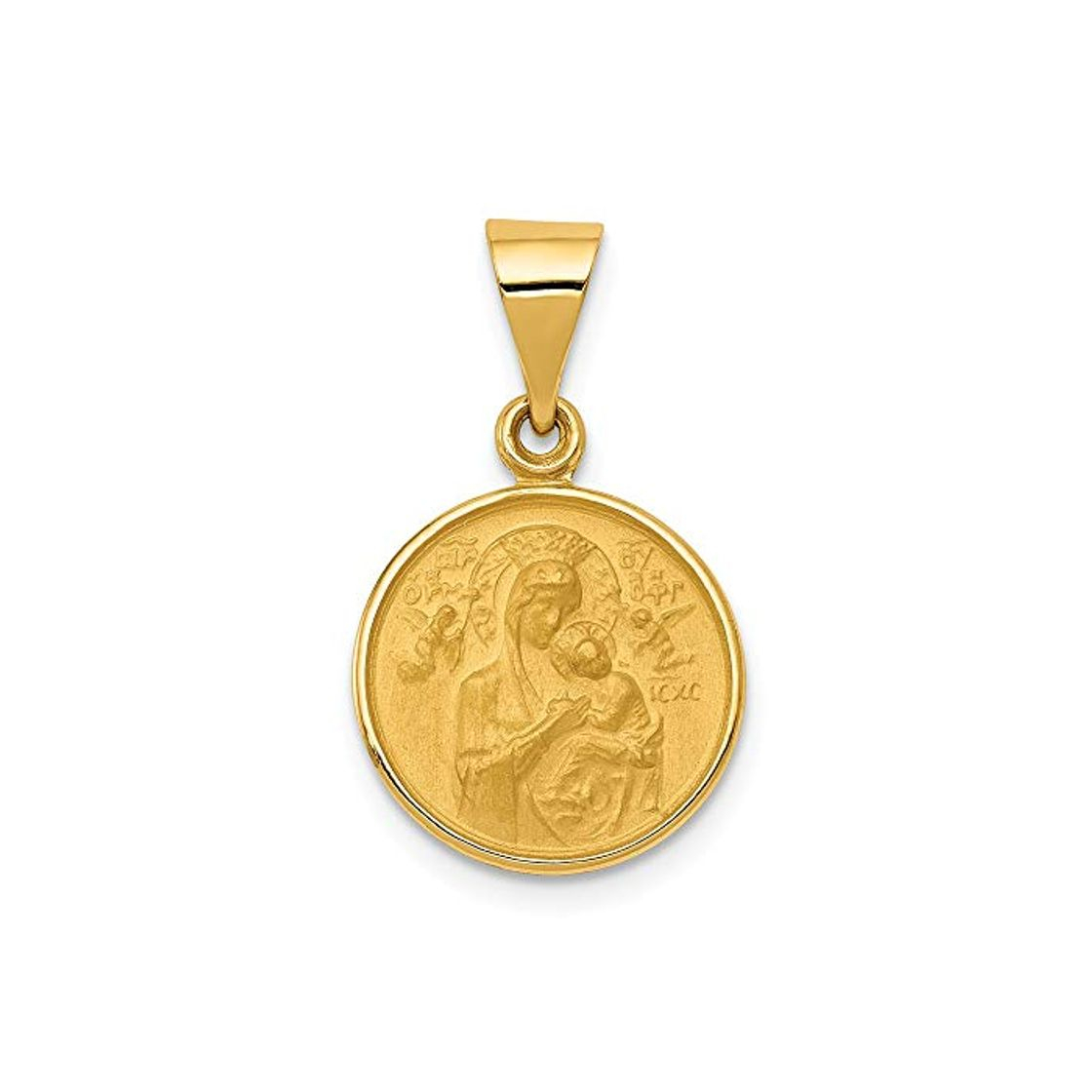 Fashion Medalla de oro amarillo de 18 quilates con texto en inglés «Our Lady of Perpetual Help Medal»