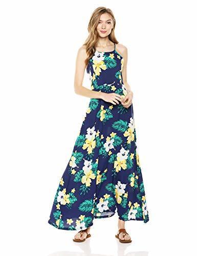 Producto 28 Palms Tropical Hawaiian Print Halter Maxi Dress, Navy Floral, US M