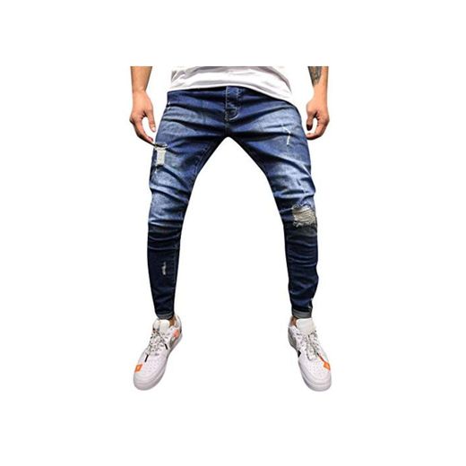 Pantalones Hombres Vaqueros Rotos Tefamore Hombre Jeans Pantalones Elásticos Skinny Slim Fit