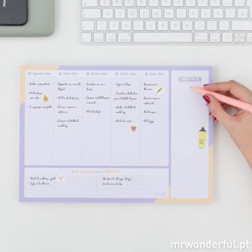 Organizador semanal para triunfar até às segundas - Mr. Wonderful