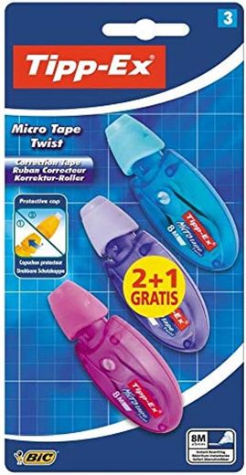BIC Tipp-Ex Micro Tape Twist - Blíster de 3 cintas correctoras de