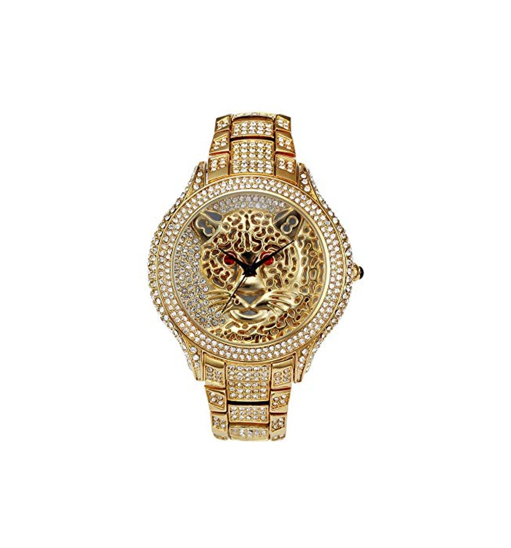 Producto Reloj de cuarzo redondo para mujer, con tachuelas de diamante, resistente al