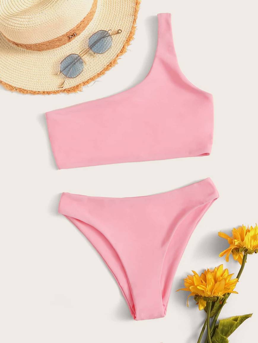 Fashion Bikini de un hombro rosa