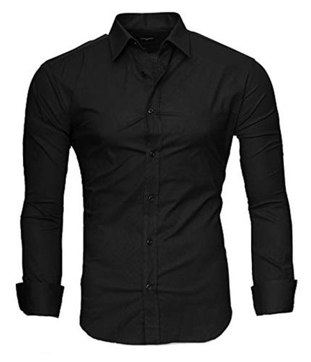 Kayhan Uni Hombre Camisa Slim fit, Black