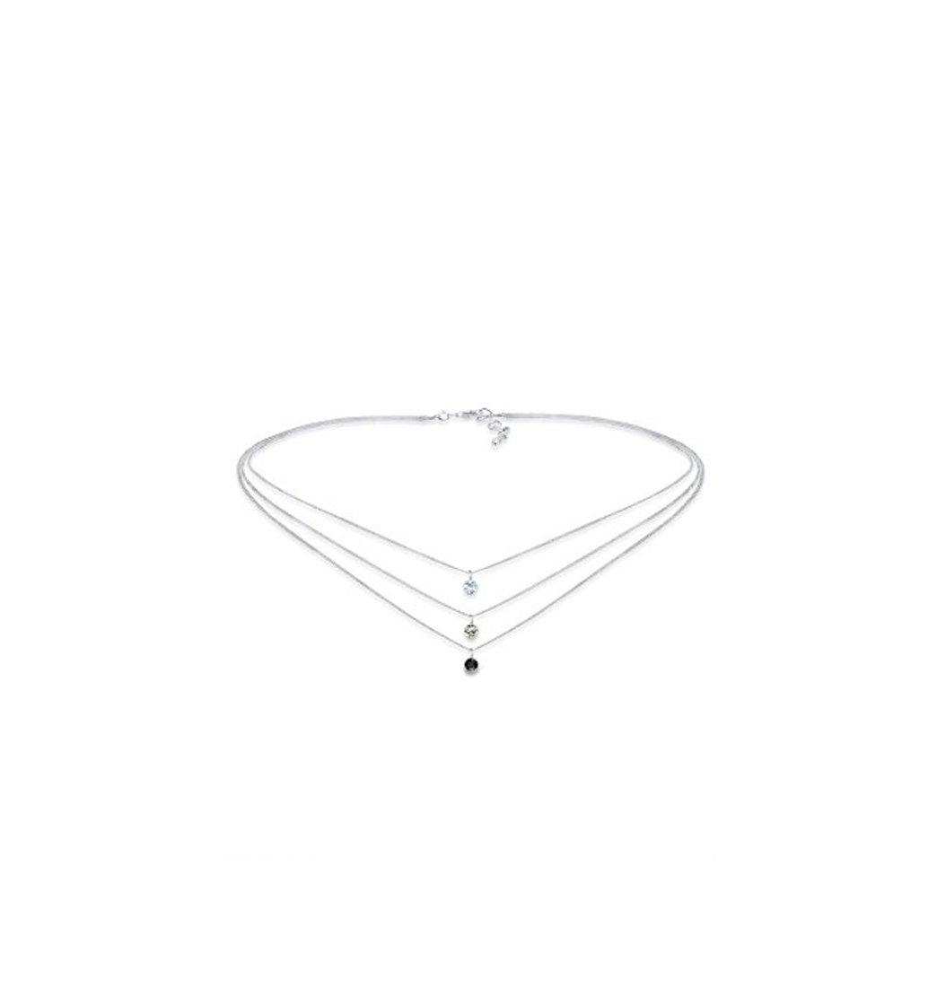 Social Elli Collares Capa de gargantilla para damas con cristales de Swarovski® en plata esterlina 925