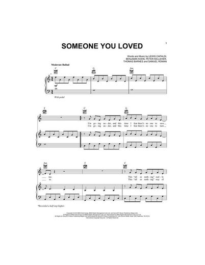 Partitura SOMEONE YOU LOVED