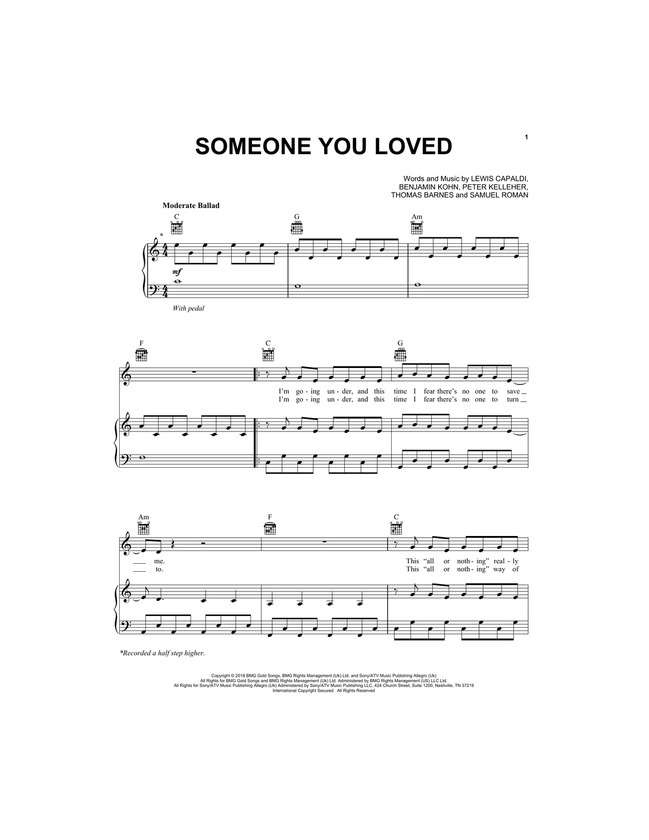 Products Partitura SOMEONE YOU LOVED