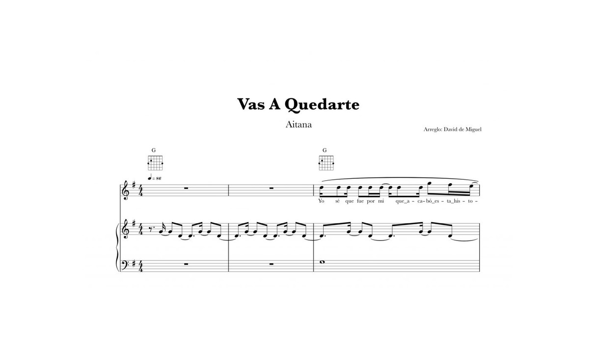 Productos Partitura piano VAS A QUEDARTE