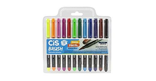 CiS Brush Marcador Artístico 12 cores - Ponta Pincel Aquarelável ...
