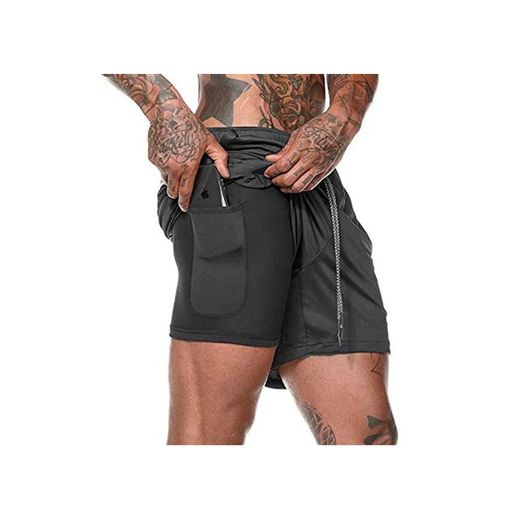 XDSP Pantalón Corto para Hombre,Pantalones Cortos Deportivos para Correr 2 en 1