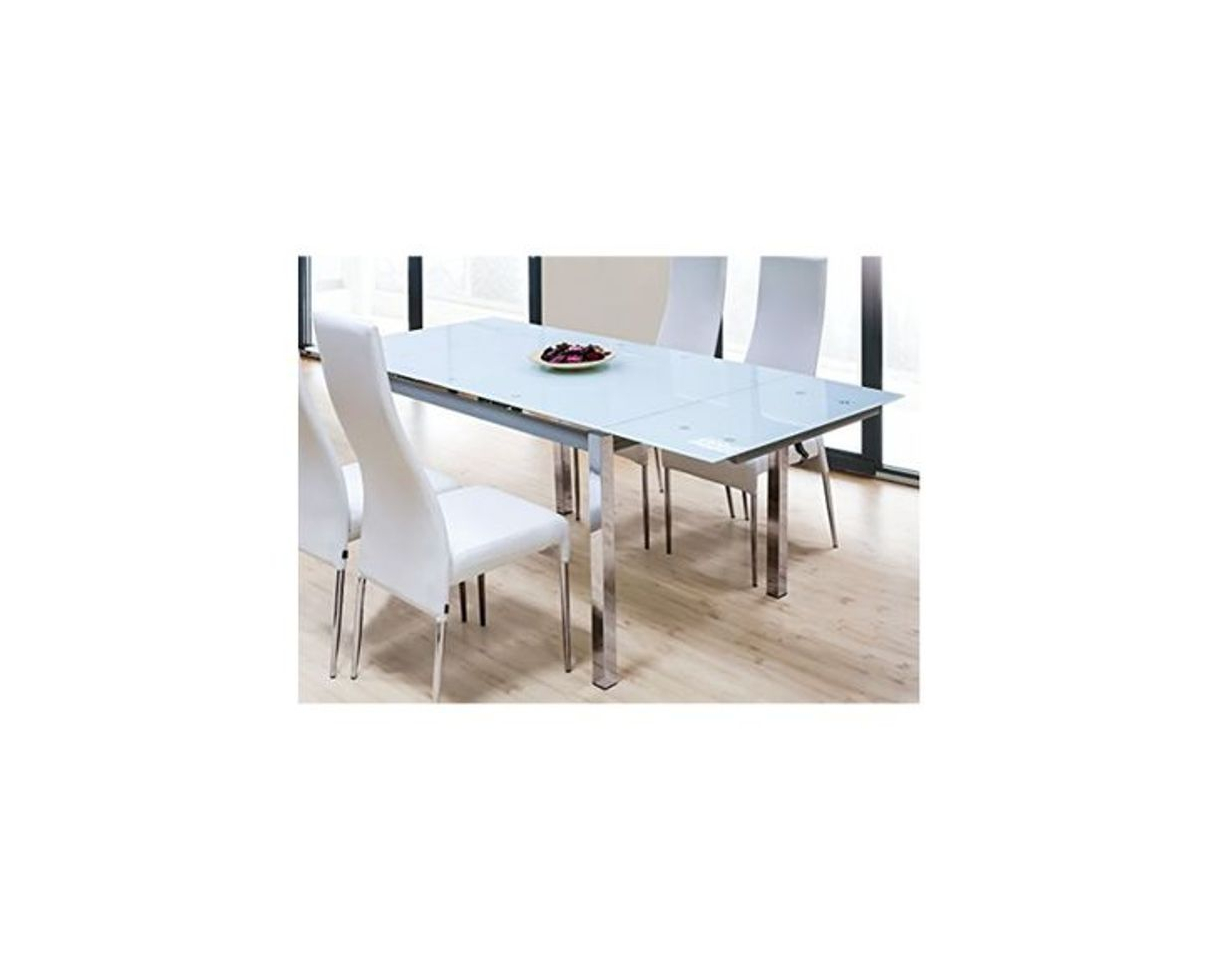 Social Abitti Mesa para Comedor o Salon Rectangular Extensible de Cristal Templado Color
