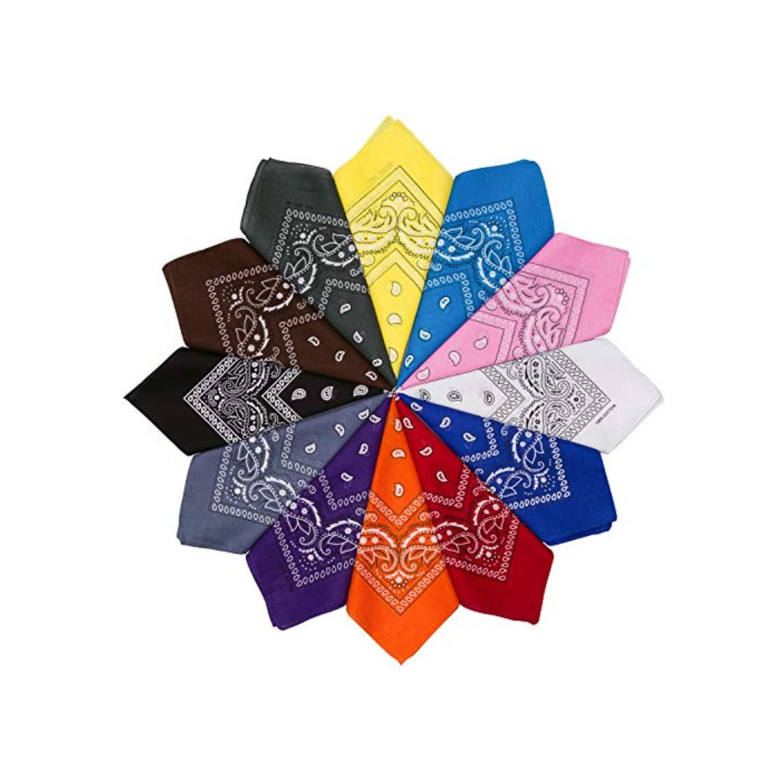 HBselect 12 Piezas Unisex Bandana Cabeza Hombre Algodon 54 * 54 CM