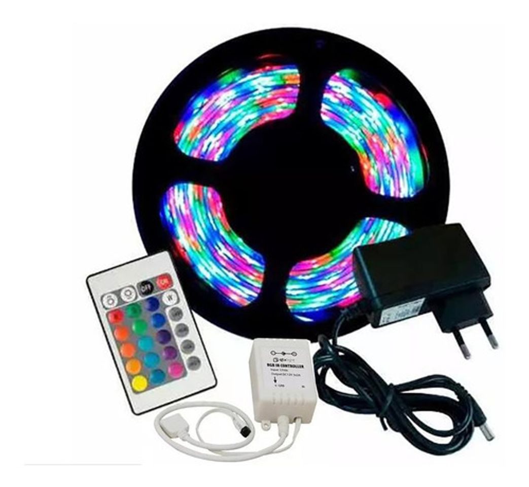 Fashion Fita Led Rgb 5m 16 Cores Prova Dagua Ip65 + Fonte + Controle - R ...