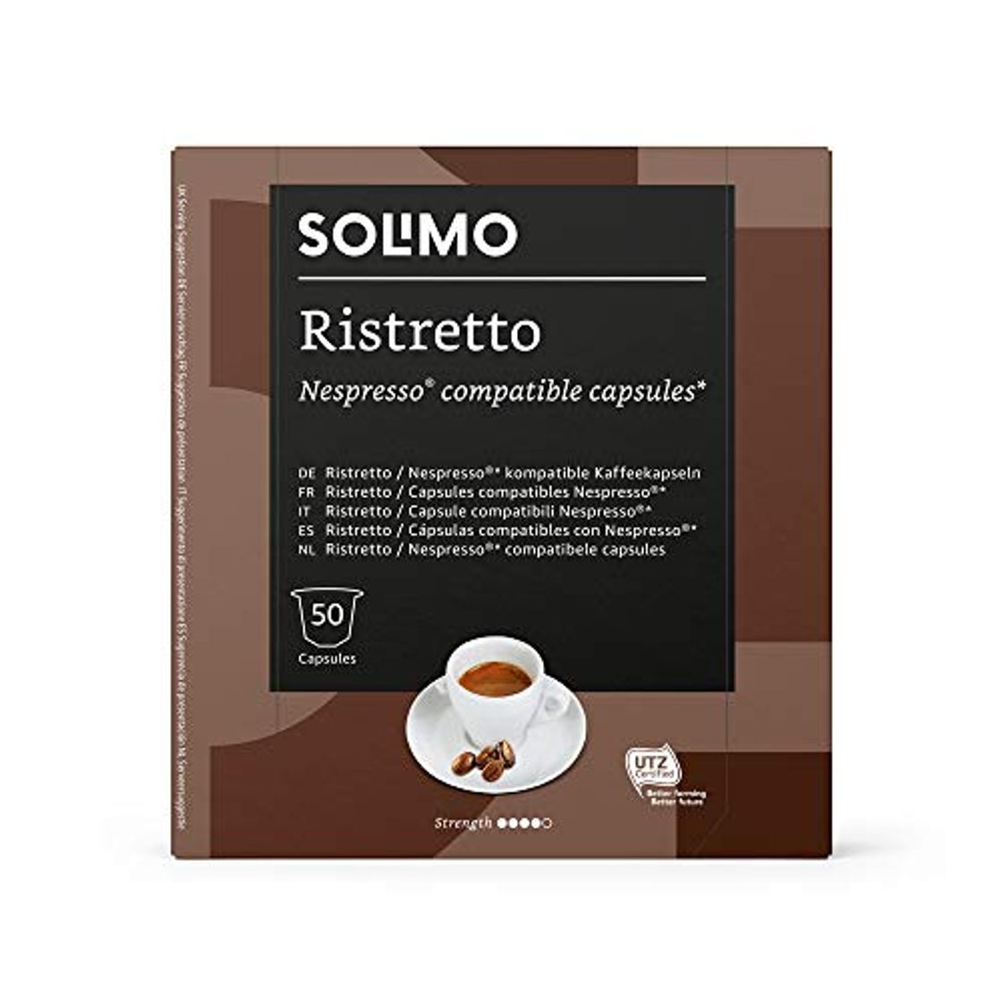 Social Marca Amazon - Solimo Cápsulas Ristretto, compatibles con Nespresso - café certificado