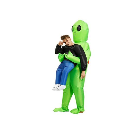 Gizayen Green Alien Carrying Human Costume Inflatable Funny Blow Up Suit Cosplay
