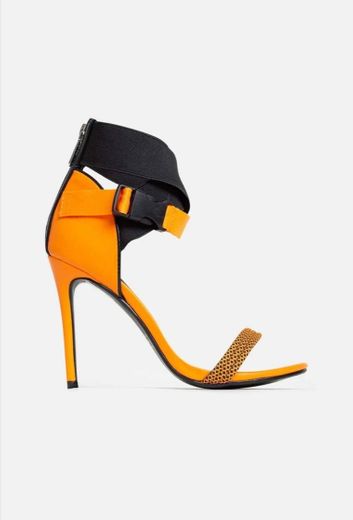 Raili Buckle Heels In Orange Vegan Cord