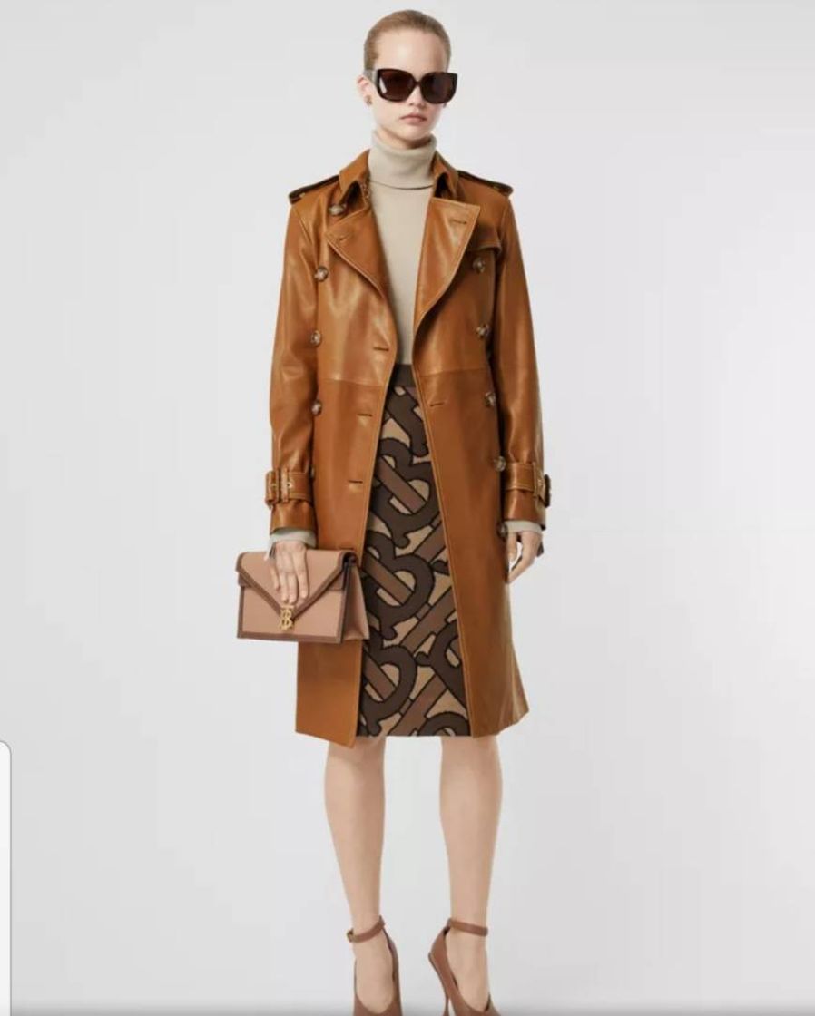 Moda Topstitch Detail Lambskin Trench Coat in Maple - Women | Burberry