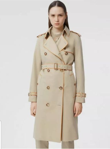 Trench coat de gabardine de algodão (Mel) - Mulheres | Burberry