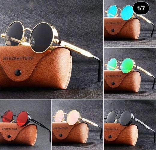 Vintage Polarized Steampunk Sunglasses Fashion Round Mirrore