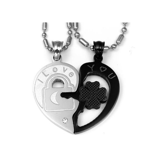 JewelryWe Couple's - Collar con Colgante en Forma de corazón con candado