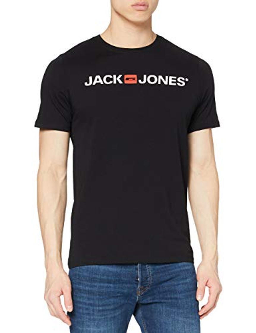 Moda JACK & JONES Jjecorp Logo tee SS Crew Neck Noos Camiseta, Negro