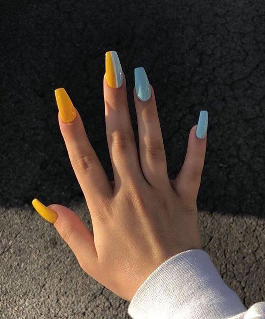 Fashion Nails Blue and Yellow