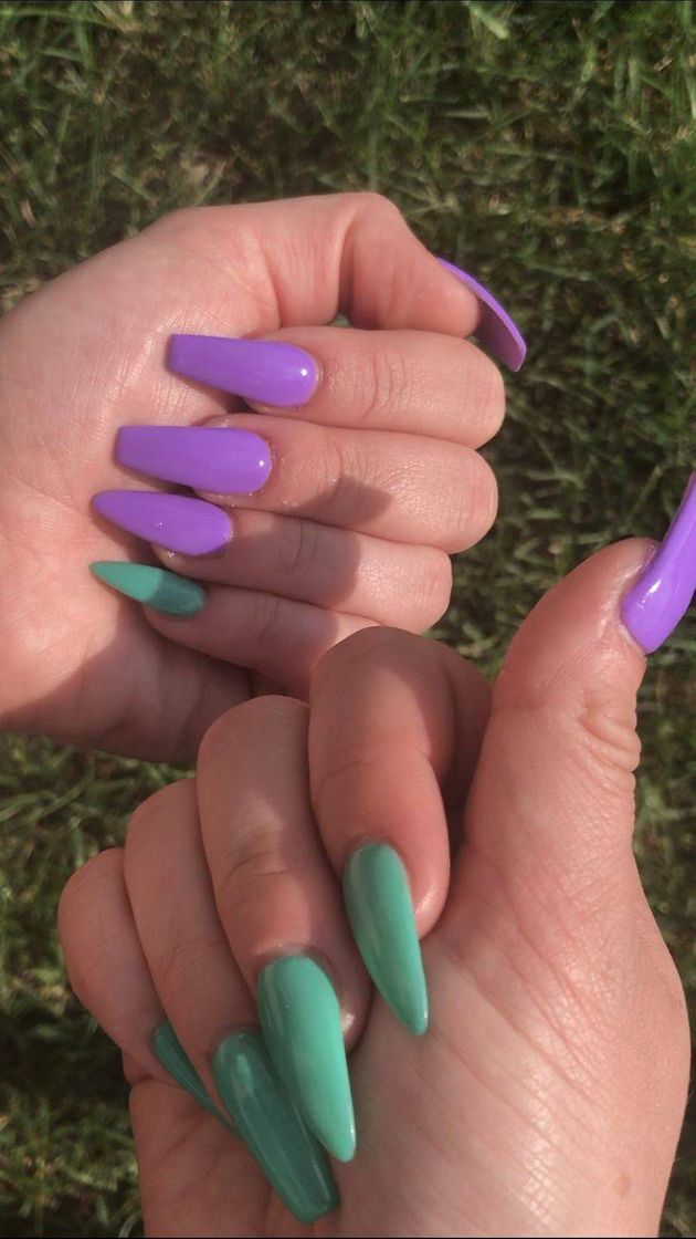 Fashion Nails Green and Purple