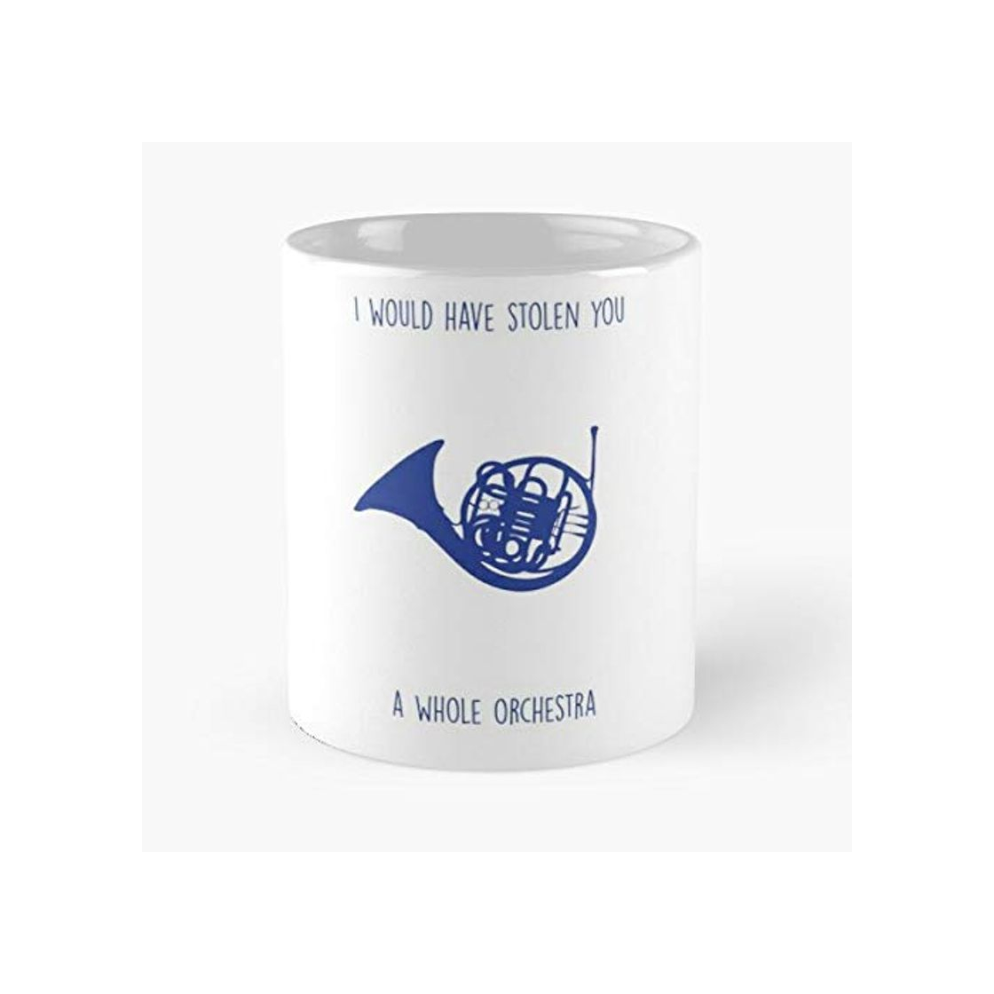 Products Blue French Horn Classic Mug - Funny Gift Coffee Tea Cup White