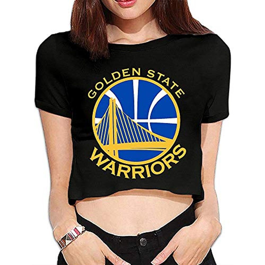 Social Kjjker Golden State Warriors - Camiseta de Manga Corta para Mujer Negro