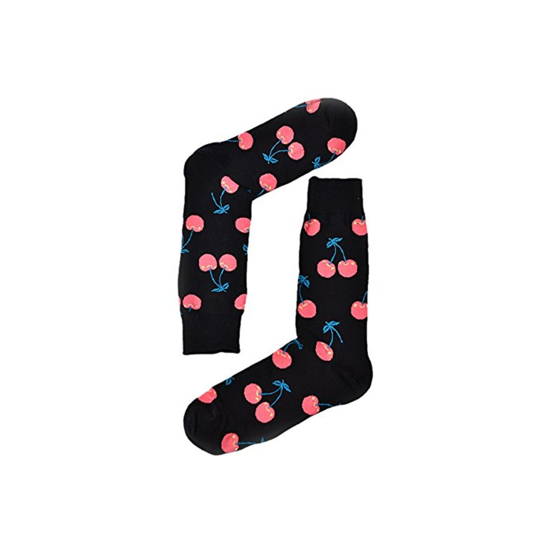 Social MoGist Unisex Calcetines Cereza Piña Limón Fruta Patrón Transpirable Medio Tiempo Libre algodón Calcetines de Deporte Largo Schwarz Kirsche