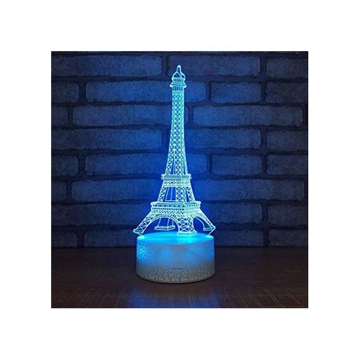 Lámpara De Ilusión 3D Luz De Noche Led 7 Colores Torre Eiffel