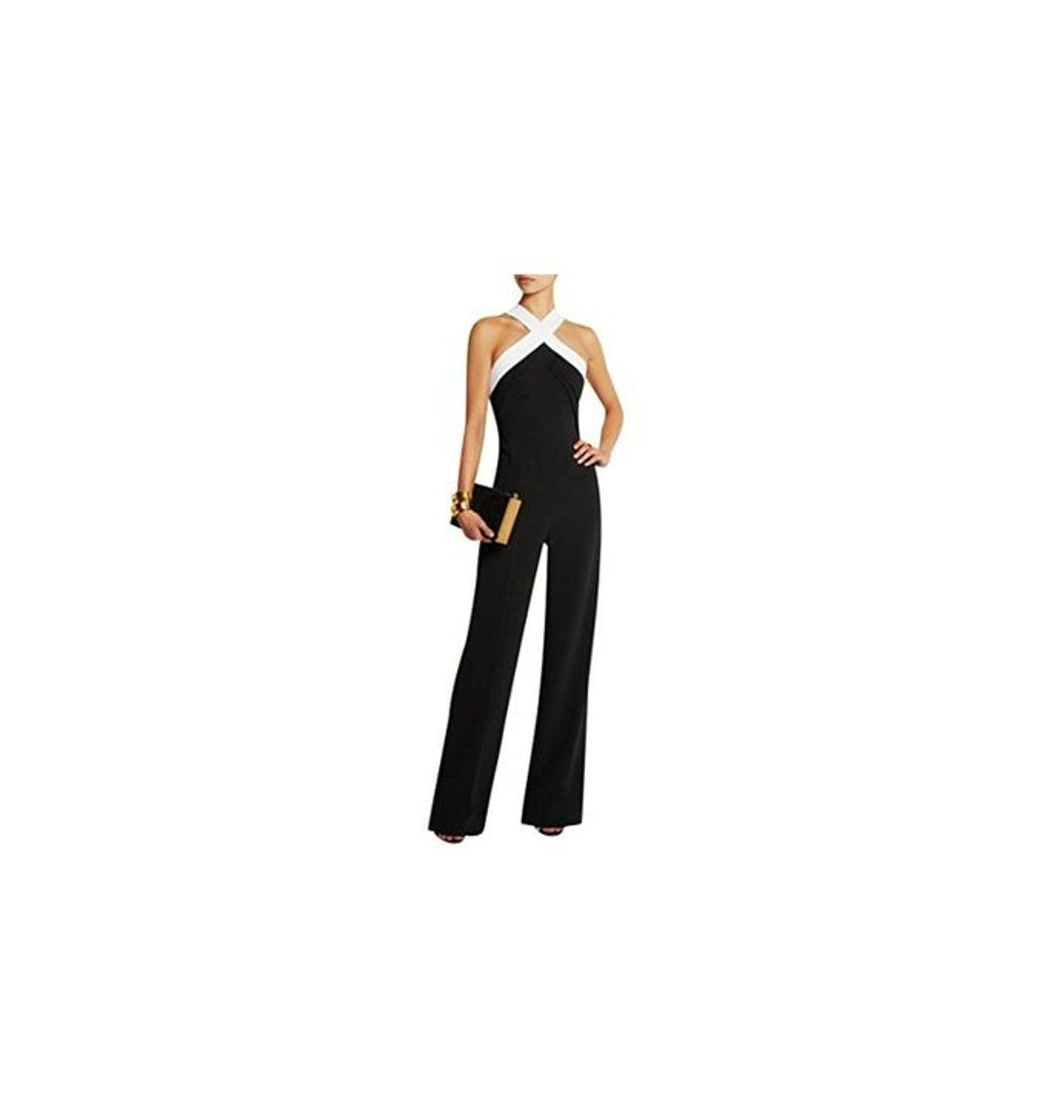 Fashion ISSHE Mujer Fiesta Monos Vestir Sin Mangas Color Bloque Ladies Jumpsuits para