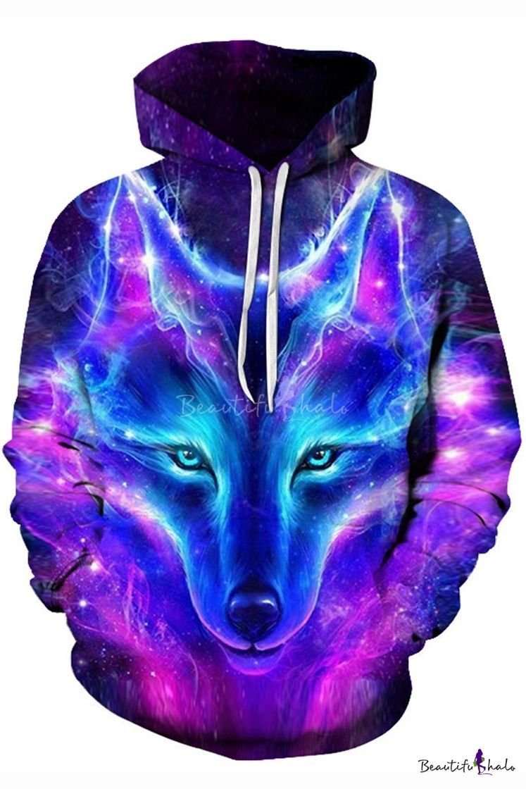 Moda New Stylish Unique 3D Galaxy Wolf Printed Sport Casual Long ...