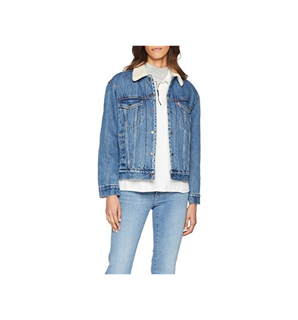 Fashion Levi's Ex-BF Sherpa Trucker Chaqueta Vaquera, Azul