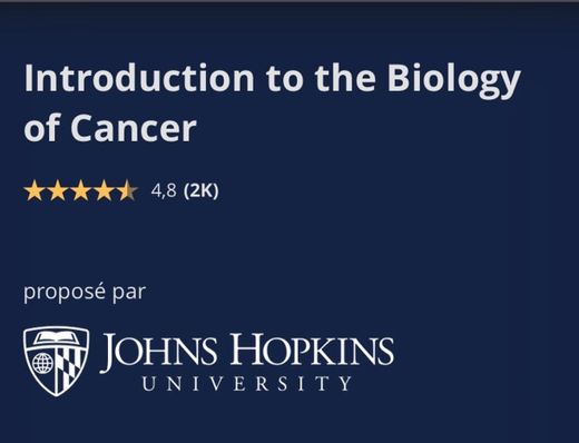 Course: Introduction to the biology of cancer 