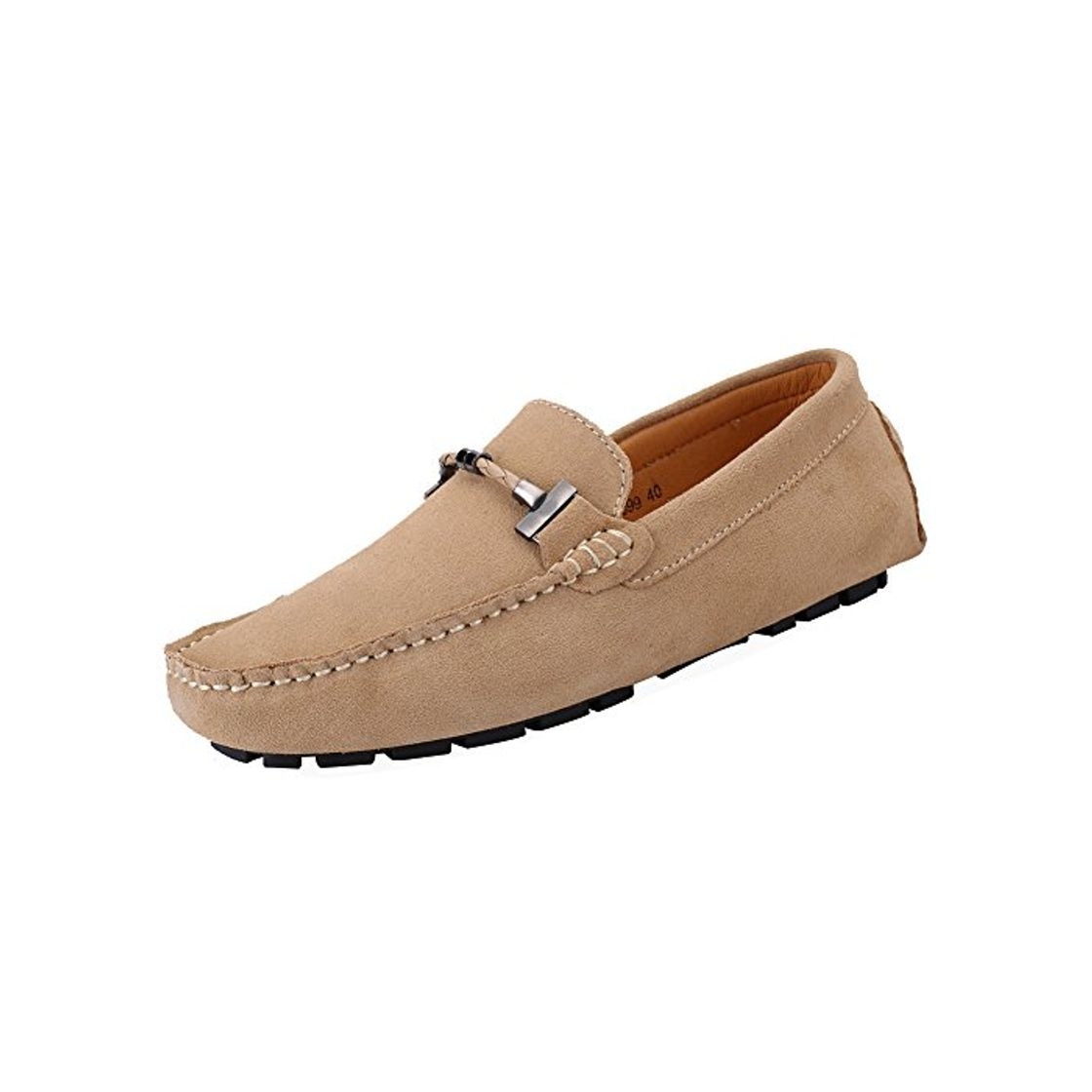 Social Jamron Hombres Elegante Hebilla Mocasines Comodidad Ante Zapatos de Conducir Estiloso Pantuflas Camello SN19020 EU42