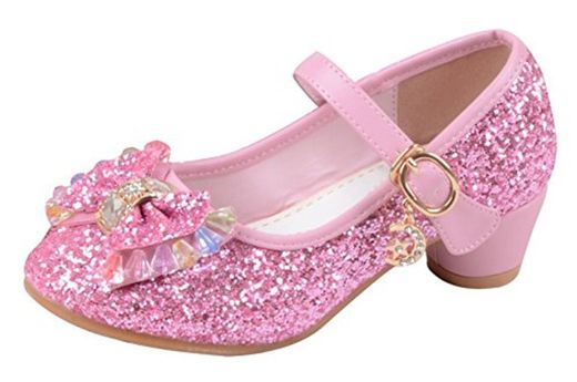 La Vogue Zapatos Zapatilla con Lentejuela Para Niña Princesa Fiesta Rosa 26/Longitud