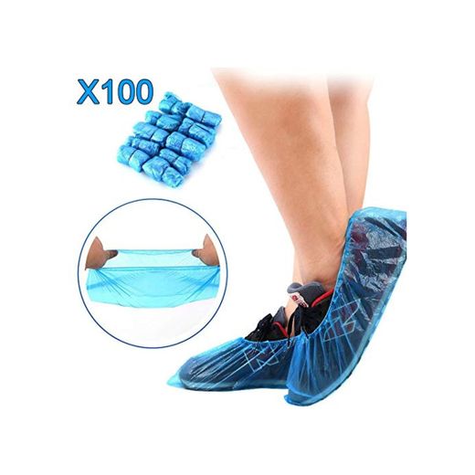 MorNon 100Pcs Cubierta del Zapato Funda Impermeable para Zapatos Cubrezapatos Desechables Funda de Zapato Simple Cubierta de Zapatos de Plástico para el Hogar la Oficina y la Recepción Azul