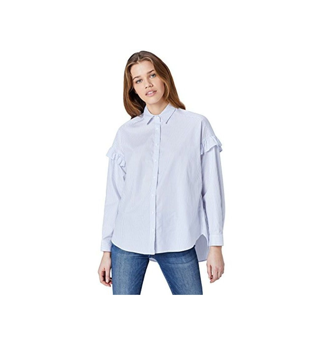 Productos find. Blusa de Rayas Oversize con Volantes en la Manga para Mujer,