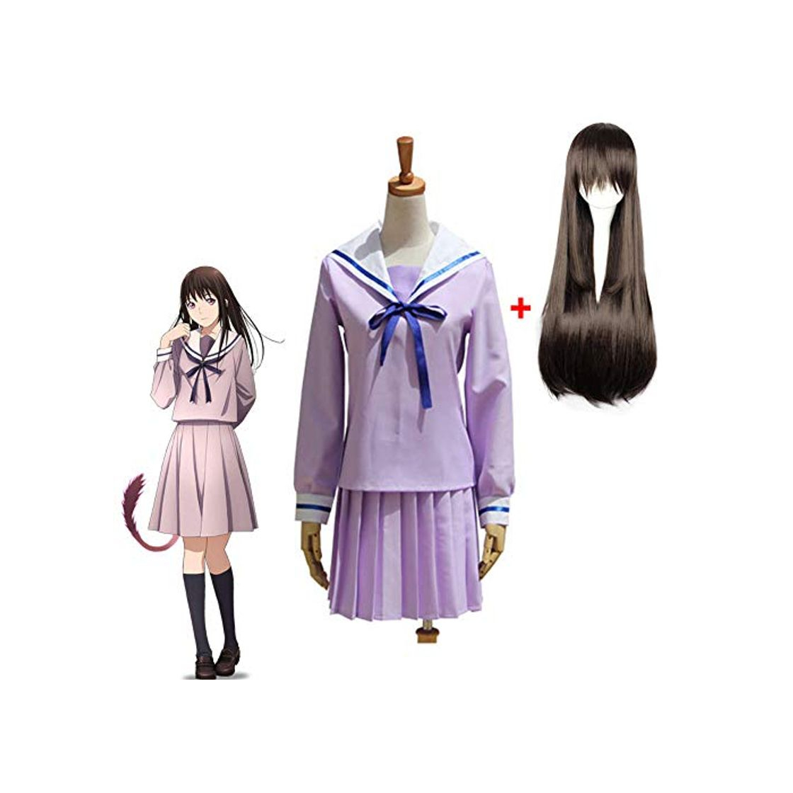 Productos Hot Anime Noragami Yukine Iki Hiyori Uniforme escolar Traje de marinero   Disfraces de cosplay Marinero Cosplay Vestido Peluca