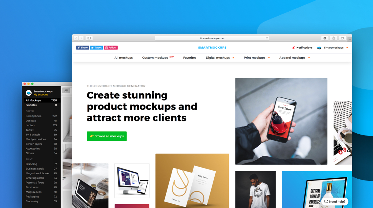 Aplicaciones Smartmockups - Free product mockup generator
