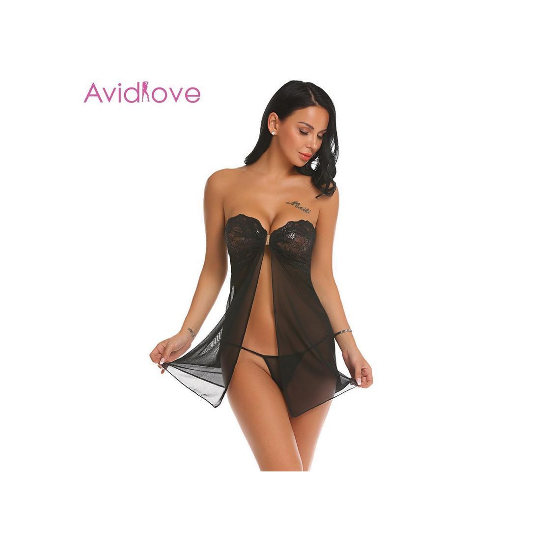 Social Avidlove Mujer Ropa Interior Lencería de Seda Picante Noche Erótica Encaje