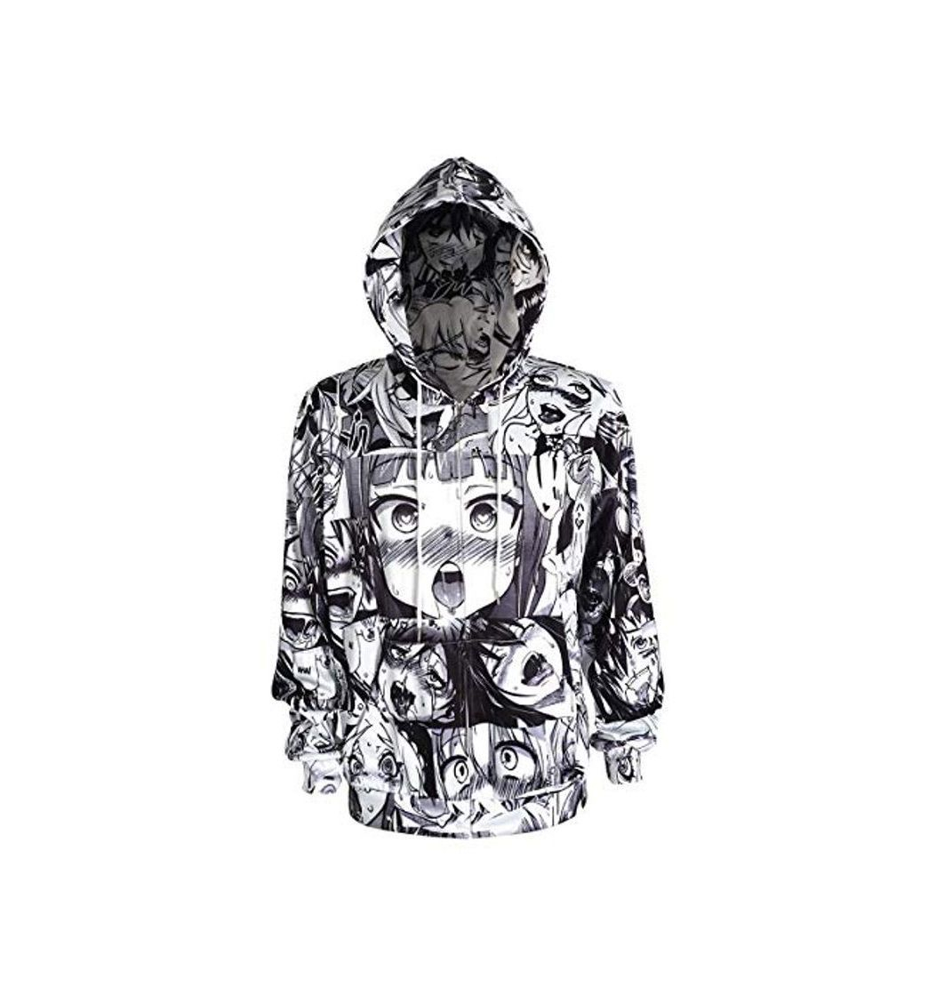 Social CoolChange Sudadera con Capucha Manga con Cremallera, rostros, Blanco/Negro, Talla