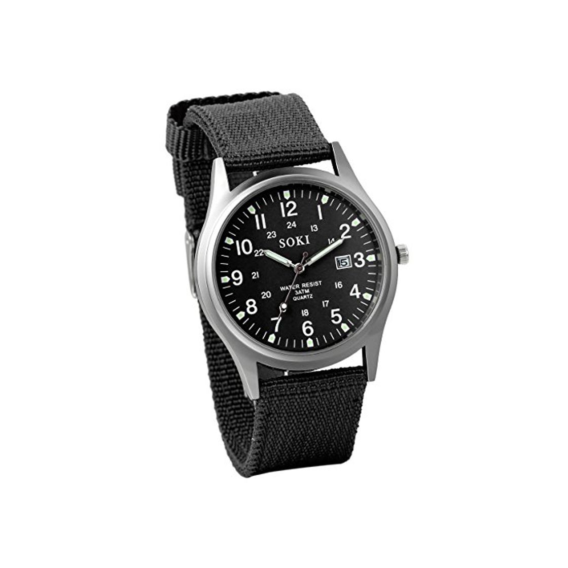 Producto Reloj de Hombre Correa de Nylon Reloj Militar Deportivo, Verde Reloj de