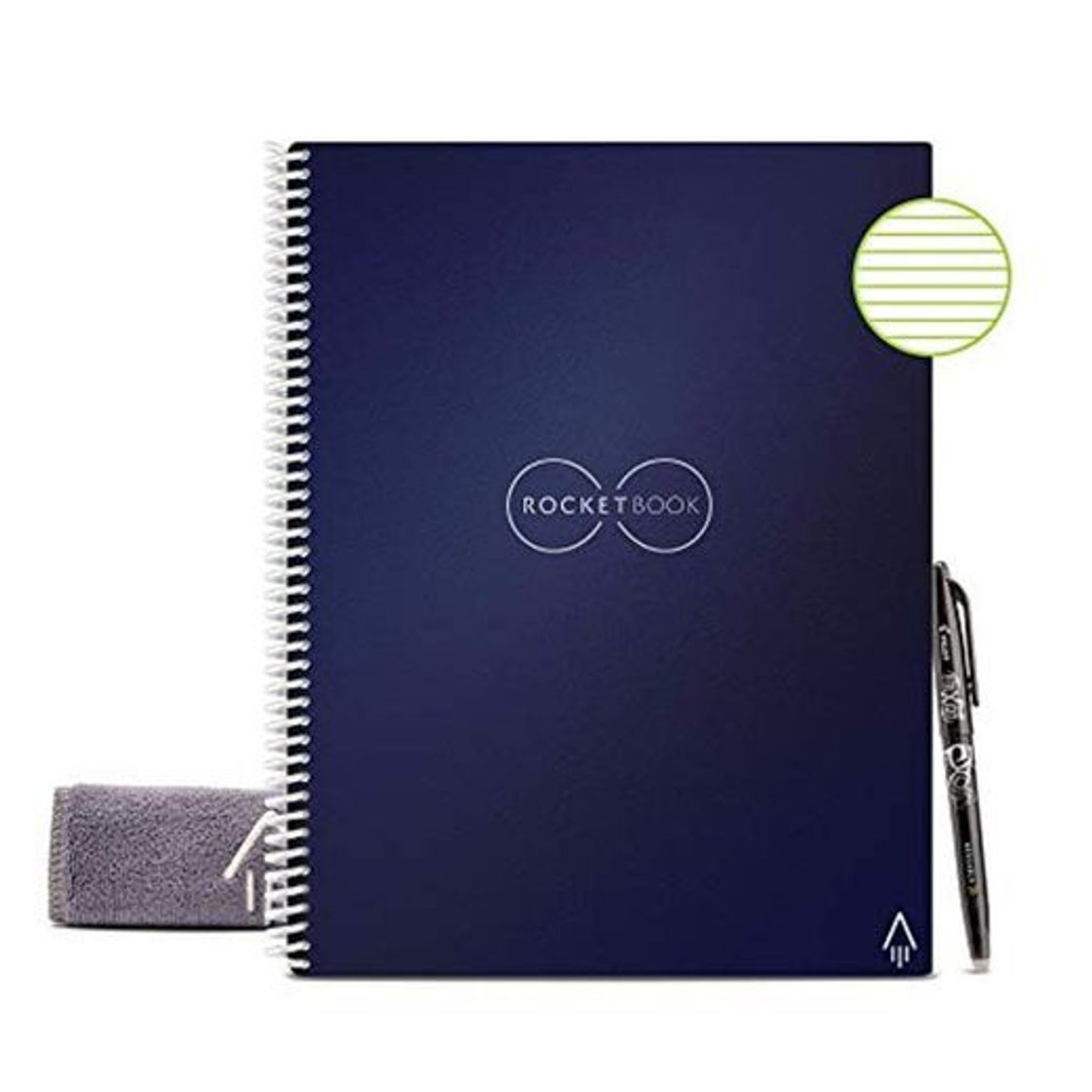 Social Rocketbook Smart - Cuaderno reutilizable con forro ecológico con 1 bolígrafo Pilot