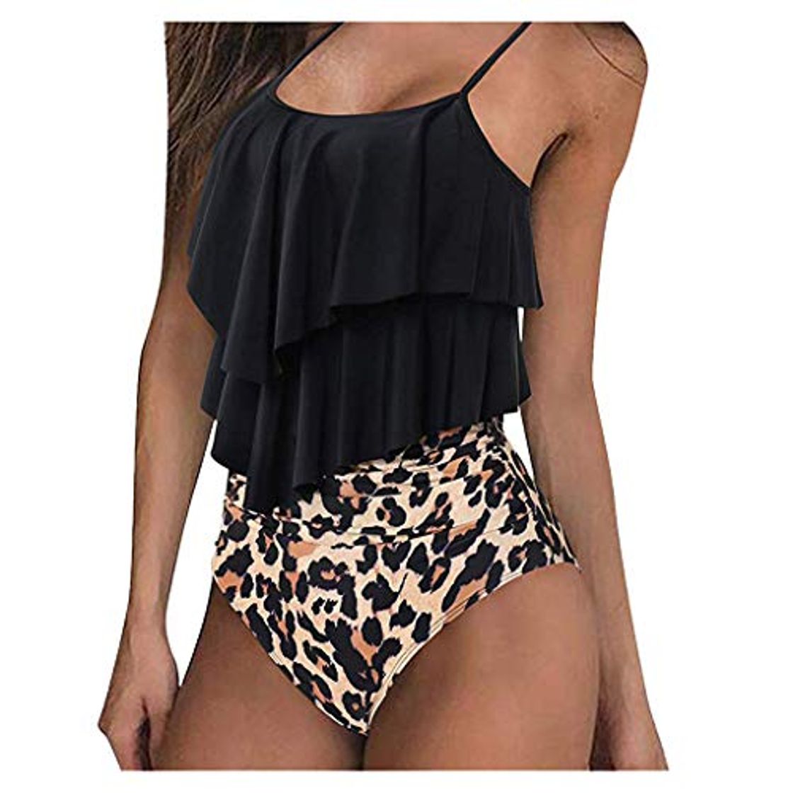 Productos Bikinis Mujer 2020 Push Up riou Mujeres Cintura Alta con Volantes Sexy Trajes de baño Correas de Espagueti de 2 Piezas Tankini Bathing Estampado Dividido BañAdores