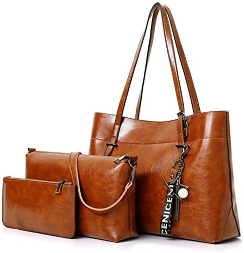 DEERWORD Para mujer Carteras de mano Bolsos bandolera Bolsos bolera Bolsos maletín Cuero Barna