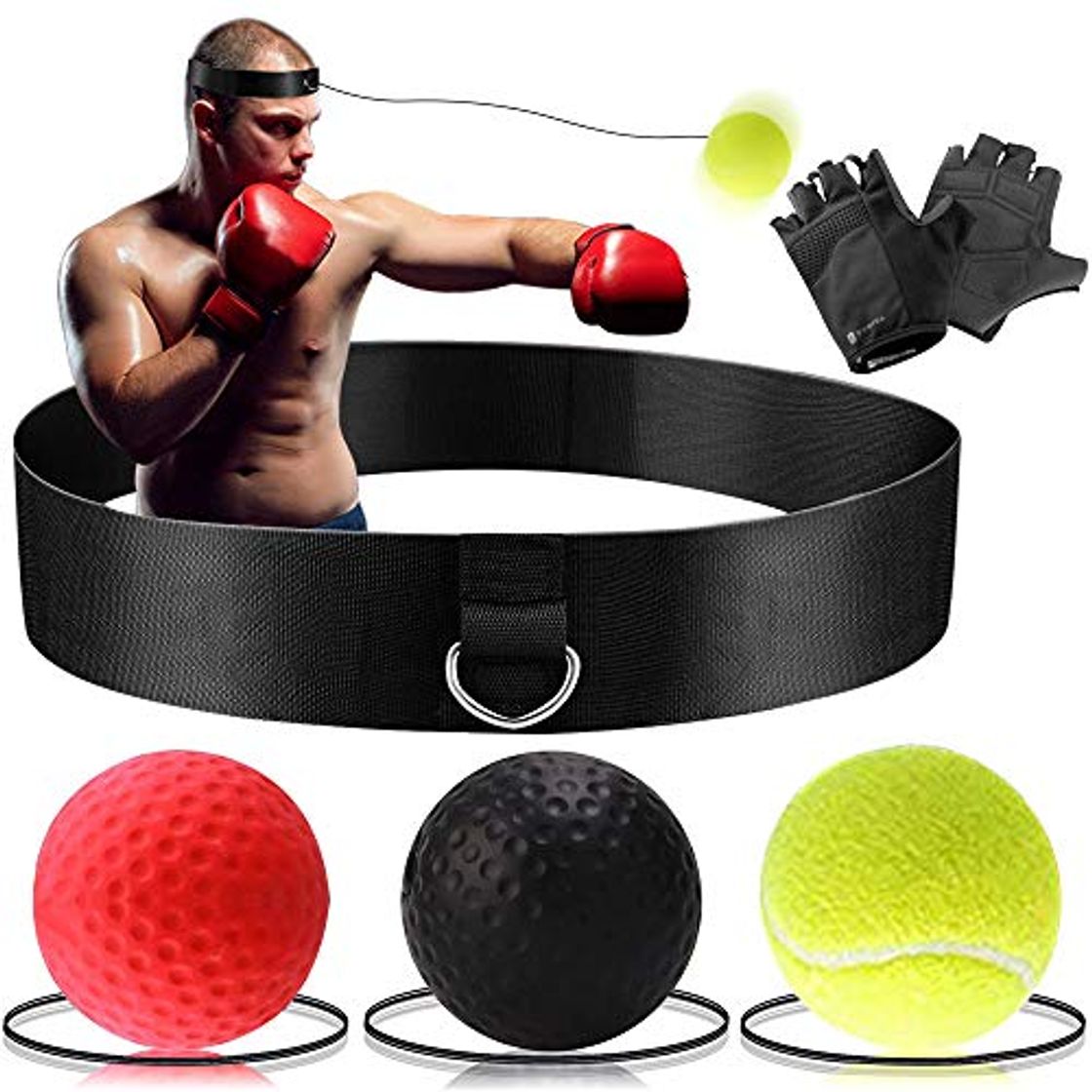 Product Wesho - Pelota de Boxeo con 3 Niveles de dificultad y Diadema